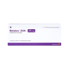 Thuốc Betaloc Zok 25mg  điều trị tăng huyết áp, dự phòng đau thắt ngực (hộp 1 vỉ x 14 viên)