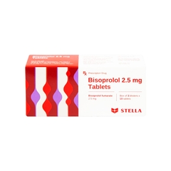 Thuốc Bisoprolol 2.5mg Stella điều trị tăng huyết áp, đau thắt ngực (hộp 3 vỉ x 10 viên)