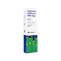 Viên sủi Calcium Stella 500mg bổ sung canxi, phòng và hỗ trợ điều trị loãng xương (tuýp 20 viên)