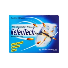 Cao dán KefenTech Plaster giảm đau viêm khớp, đau do chấn thương (hộp 20 Gói x 7 Miếng, (7cm x 10cm))