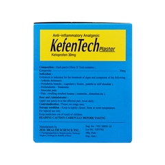 Cao dán KefenTech Plaster giảm đau viêm khớp, đau do chấn thương (hộp 20 Gói x 7 Miếng, (7cm x 10cm))