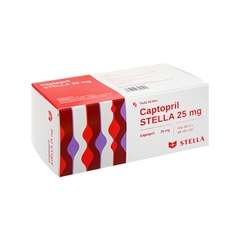 Thuốc Captopril Stella 25 mg điều trị tăng huyết áp, suy tim (hộp 10 vỉ x 10 viên)