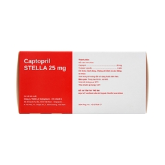 Thuốc Captopril Stella 25 mg điều trị tăng huyết áp, suy tim (hộp 10 vỉ x 10 viên)