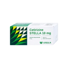 Thuốc Cetirizine 10 Stella giảm các triệu chứng của mề đay, viêm mũi dị ứng (hộp 10 vỉ x 10 viên)