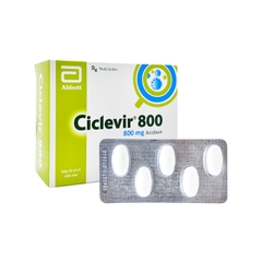 Thuốc Ciclevir 800 điều trị và phòng ngừa virus Herpes simplex (hộp 10 vỉ x 5 viên)