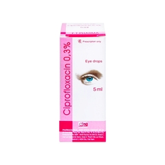 Dung dịch nhỏ mắt Ciprofloxacin 0.3% F.T.Pharma điều trị loét giác mạc (hộp 1 chai x 5ml)