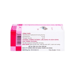 Dung dịch nhỏ mắt Ciprofloxacin 0.3% F.T.Pharma điều trị loét giác mạc (hộp 1 chai x 5ml)