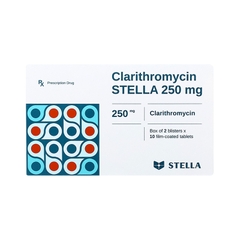 Thuốc Clarithromycin Stella 250mg điều trị nhiễm khuẩn (hộp 2 vỉ x 10 viên)