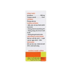 Dung dịch nhỏ tai  Boric F.T Pharma 3% phòng viêm tai (chai 10ml)