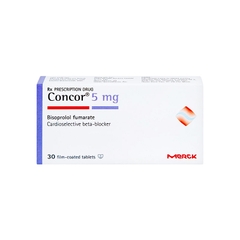 Thuốc Concor 5mg điều trị tăng huyết áp, đau thắt ngực (hộp 3 vỉ x 10 viên)