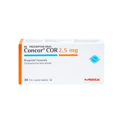 Thuốc Concor Cor 2.5mg điều trị suy tim mãn tính (hộp 3 vỉ x 10 viên)