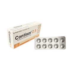 Thuốc Contisor 2.5 điều trị tăng huyết áp, đau thắt ngực (hộp 3 vỉ x 10 viên)