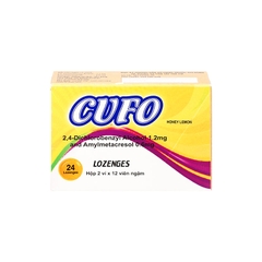 Viên ngậm Cufo vị mật ong chanh hỗ trợ điều trị viêm họng, đau họng (hộp 2 vỉ x 12 viên)