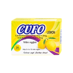 Viên ngậm Cufo vị chanh hỗ trợ điều trị đau họng, viêm họng (2 vỉ x 12 viên)