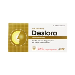 Thuốc Deslora 5mg trị viêm mũi dị ứng, mề đay (hộp 3 vỉ x 10 viên)