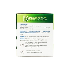 Hỗn dịch uống men vi sinh Domuvar điều trị rối loạn tiêu hóa (hộp 4 vỉ x 5 ống)