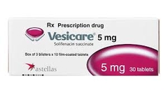 Thuốc Vesicare 5mg điều trị tiểu không tự chủ (hộp 3 vỉ x 10 viên)