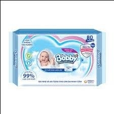 Khăn ướt em bé Bobby không mùi (gói 80 miếng)