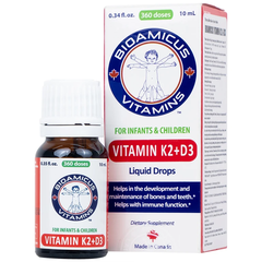 Dung dịch Bioamicus Vitamin K2 & D3 hỗ trợ tăng cường hấp thu canxi (hộp 1 chai x 10ml)