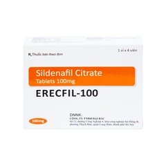 Viên nén Erecfil-100 điều trị rối loạn cương dương (hộp 1 vỉ x 4 viên)