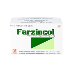 Thuốc Farzincol bổ sung và điều trị thiếu kẽm (hộp 10 vỉ x 10 viên)