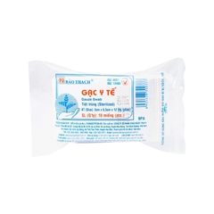 Gạc y tế tiệt trùng Bảo Thạch 5cm x 6.5cm x 12 lớp (gói 10 miếng)