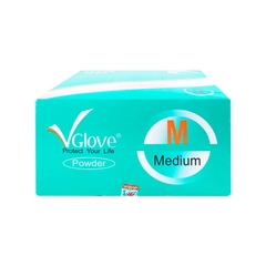 Găng tay cao su y tế trơn có bột VGlove Size M (Hộp x 100 cái)