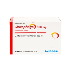 Thuốc Glucophage 850mg điều trị đái tháo đường tuýp 2 (hộp 5 vỉ x 20 viên)
