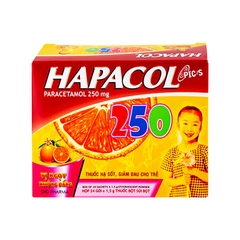 Thuốc bột sủi Hapacol 250 giảm đau, hạ sốt (hộp 24 gói 1.5g)