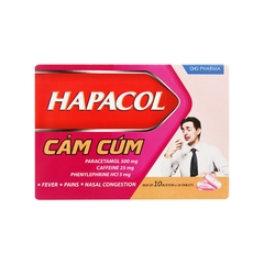 Thuốc Hapacol cảm cúm điều trị sốt, cảm, sung huyết mũi (hộp 10 vỉ x 10 viên)