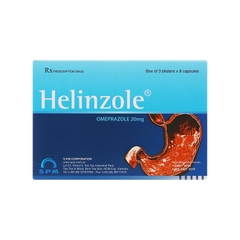 Thuốc Helinzole 20mg điều trị viêm loét, trào ngược dạ dày-thực quản (hộp 3 vỉ x 8 viên)