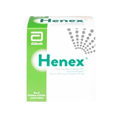 Thuốc Henex 500mg điều trị suy tĩnh mạch, cơn trĩ cấp (hộp 10 vỉ x 10 viên)