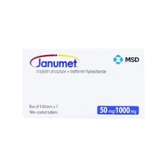 Thuốc Janumet 50mg/1000mg điều trị đái tháo đường tuýp 2 (hộp 4 vỉ x 7 viên)