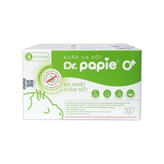 Khăn hạ sốt Dr.Papie 0+ dùng cho trẻ sơ sinh từ 0 tháng tuổi (hộp 5 gói x 5 miếng)