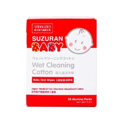 Khăn rơ miệng tiệt trùng Suzuran Japan (2 miếng/túi, 30 túi/hộp)