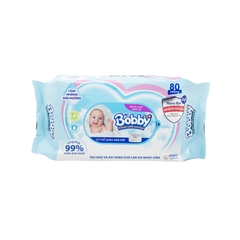 Khăn ướt em bé Bobby không mùi (gói 80 miếng)