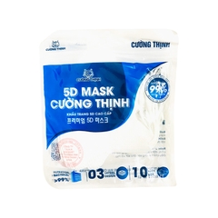 Khẩu trang 5D Mask Cường Thịnh lọc khuẩn, mùi và vi khuẩn (túi 10 cái)