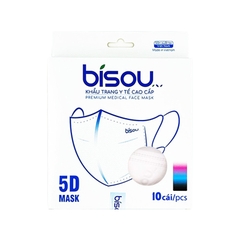 Khẩu trang 5D màu trắng hiệu Bisou (gói 10 cái)
