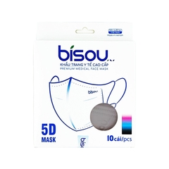 Khẩu trang 5D màu xám hiệu Bisou (gói 10 cái)