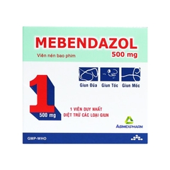Viên nén Mebendazol Agimexpharm 500mg điều trị nhiễm giun (hộp 1 vỉ x 1 viên)