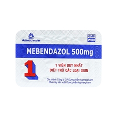 Viên nén Mebendazol Agimexpharm 500mg điều trị nhiễm giun (hộp 1 vỉ x 1 viên)