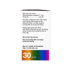 Thuốc Minirin 0.1mg điều trị đái tháo nhạt, tiểu đêm (hộp 1 lọ x 30 viên)