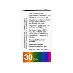 Thuốc Minirin 0.1mg điều trị đái tháo nhạt, tiểu đêm (hộp 1 lọ x 30 viên)