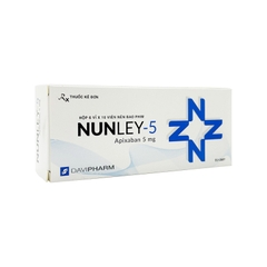 Thuốc Nunley-5 dự phòng nguy cơ đột quỵ và tắc mạch (hộp 6 vỉ x 10 viên)