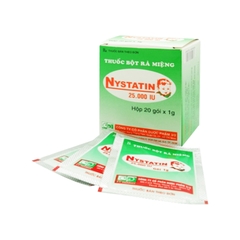 Thuốc rơ miệng Nystatin 25.000IU F.T.Pharma  điều trị nhiễm nấm (hộp 20 gói x 1g)