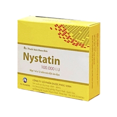 Viên đặt âm đạo Nystatin 100.000 I.U Phúc Vinh điều trị nhiễm nấm âm hộ, âm đạo (hộp 1 vỉ x 12 viên)