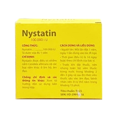 Viên đặt âm đạo Nystatin 100.000 I.U Phúc Vinh điều trị nhiễm nấm âm hộ, âm đạo (hộp 1 vỉ x 12 viên)