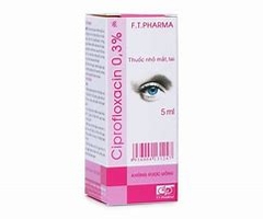 Dung dịch nhỏ mắt Ciprofloxacin 0.3% F.T.Pharma điều trị loét giác mạc (hộp 1 chai x 5ml)