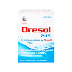 Bột pha uống Oresol 245 Domesco phòng và điều trị mất điện giải, nước trong tiêu chảy (hộp 20 gói)