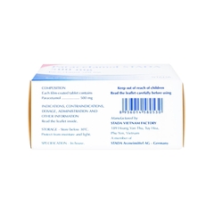 Viên nén Paracetamol Stada 500mg giảm đau, hạ sốt (hộp 10 vỉ x 10 viên)